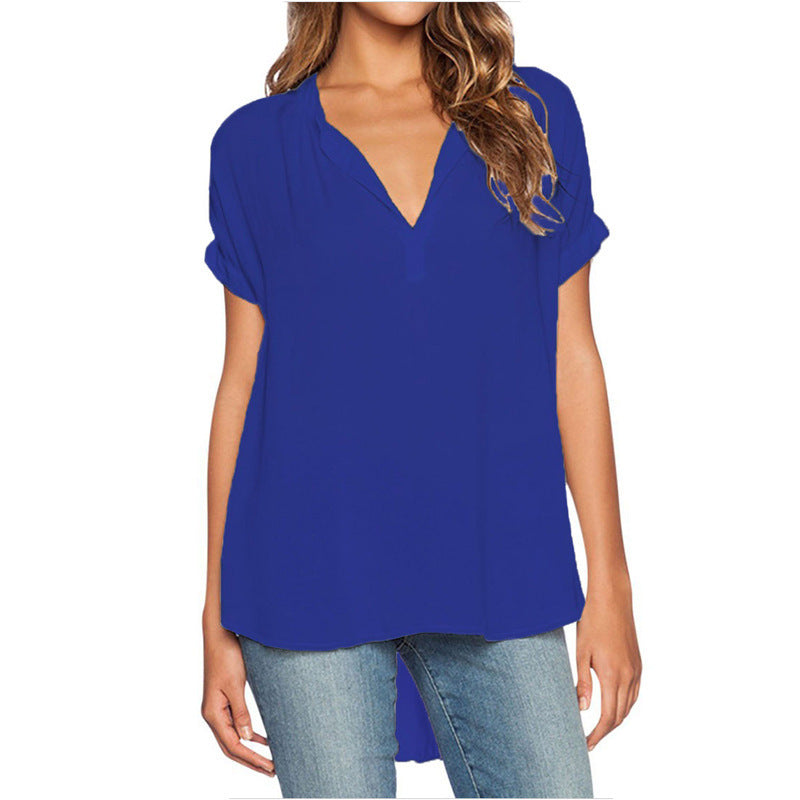Women's Summer Fashion Wear Sleeve Front Back Long Loose Lace Shirt, Chiffon Shirt