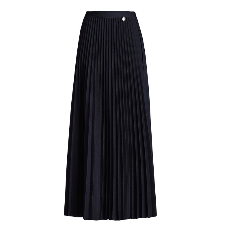 Thick Wool Pleated Female Dress High Waist Drape Elastic Skirts