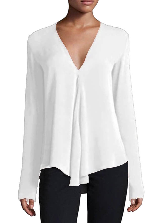 Women's Commuter Sleeve Solid Color Pullover Fashionable Lace Shirt, Chiffon Shirt