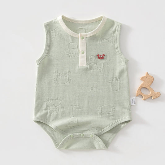 Pure Cotton Class Boneless Triangle Jacquard Sleeveless Vest Jumpsuit, Climbing Suit