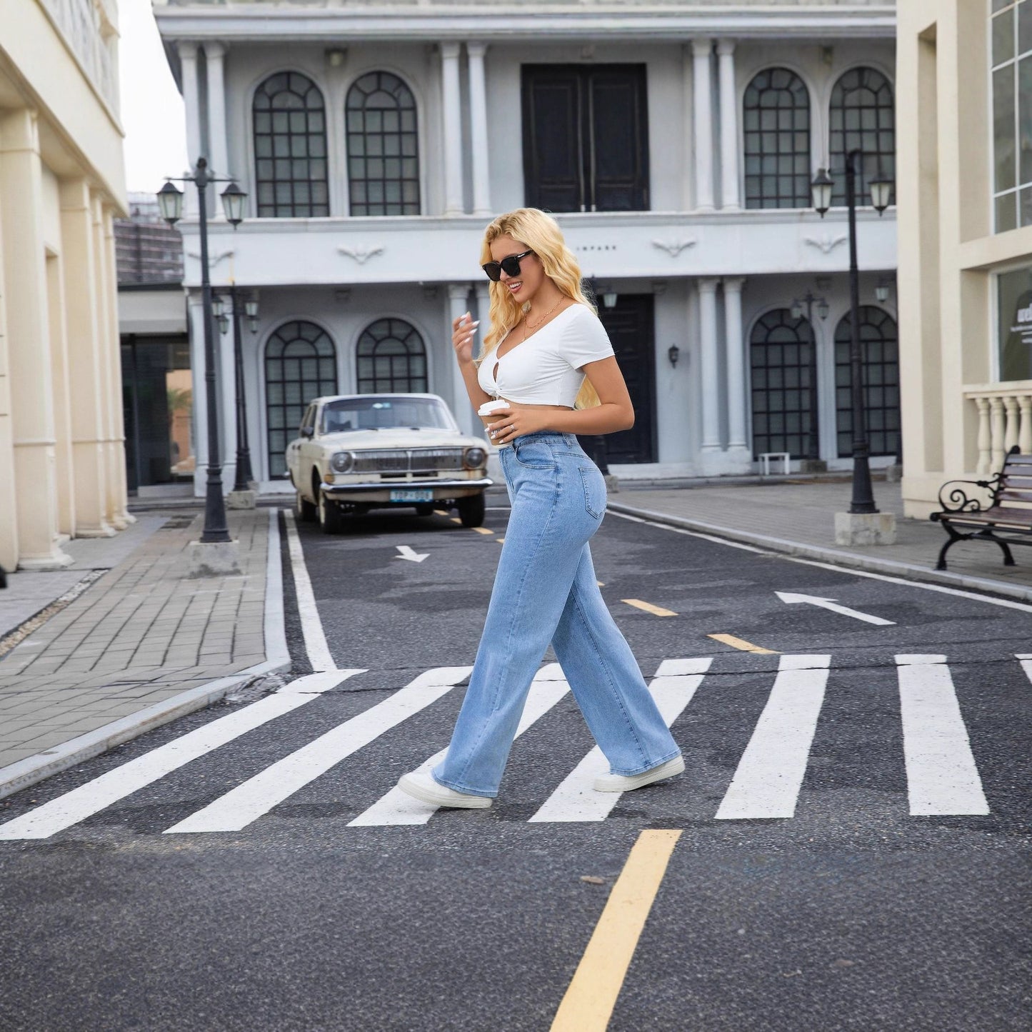 Women's For High Waist Wash Distressed Pants