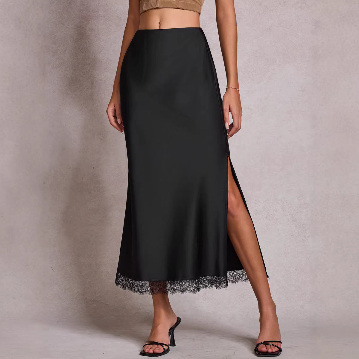 Women's Lace Split High Waist Elastic Sexy Sheath Skirt