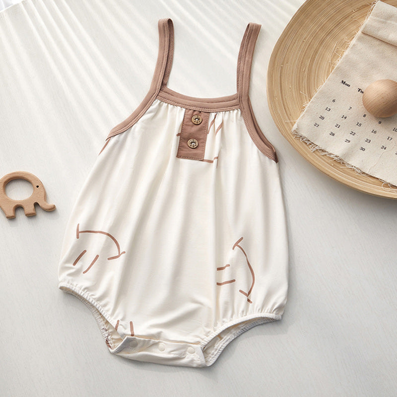 Clothes For Babies Summer Modal Rompers Sling Triangle One-piece Romper Jumpsuit, Climbing Suit