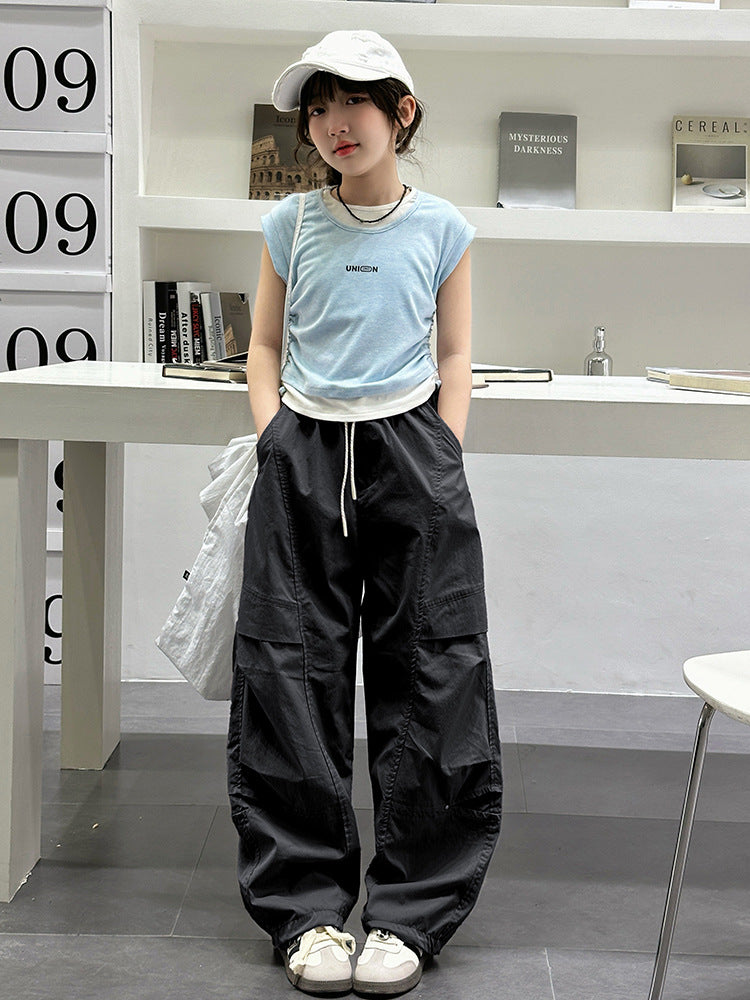 Children's Western Style Overalls Medium Big Casual Trousers Children's Pants