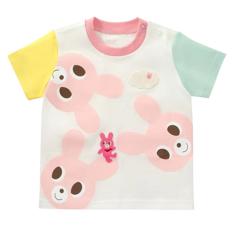 Children's Clothing Summer Cartoon Bear Rabbit Multicolor Printing Short-sleeved Children's T-shirt
