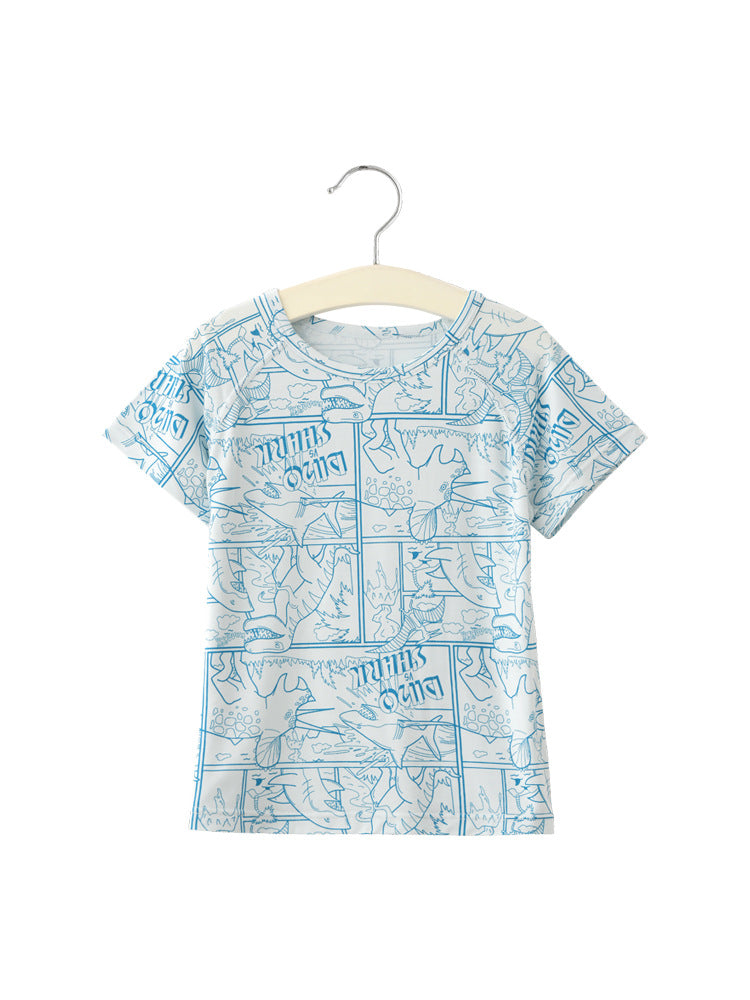 Summer Modal Short-sleeved Cartoon Bear Round Neck Top Half Sleeve Children's T-shirt