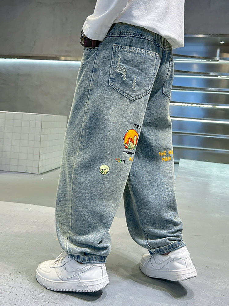 Children's Jeans Fashionable Fried Street Boyish Look Children's Pants