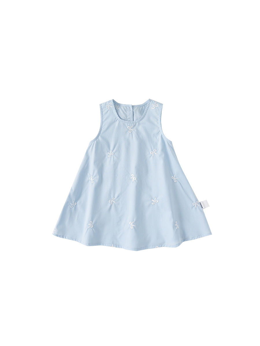 Children's Sweet Printed Skirt Summer Bow Ribbon Sleeveless Children's Dress