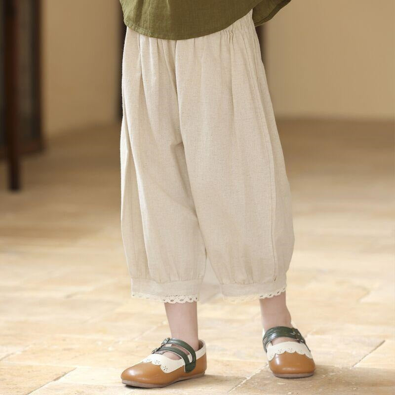 Summer Loose Cropped Thin Ruffles Casual Children's Pants