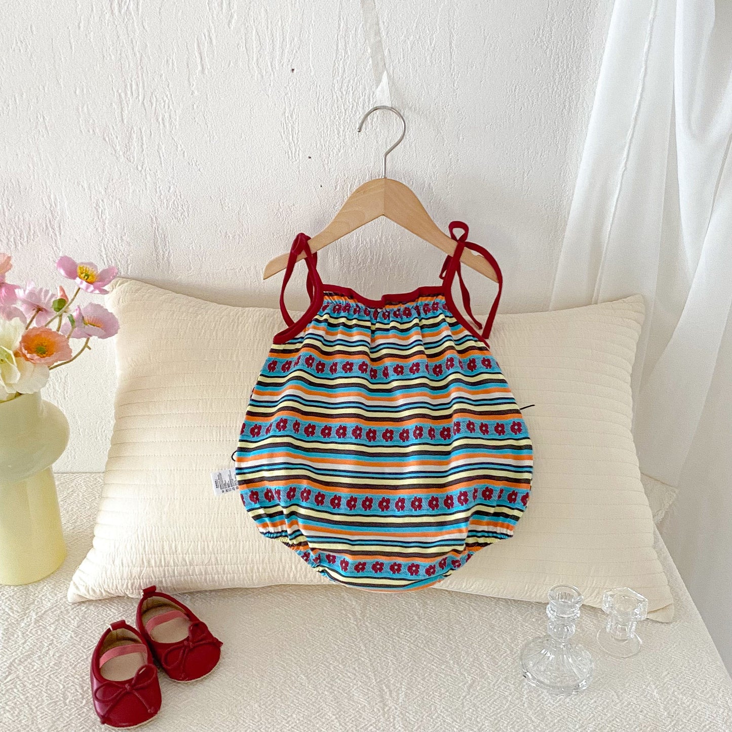 Summer Thin Clothes Fashionable Retro Striped Sling Romper Born Jumpsuit Jumpsuit, Climbing Suit