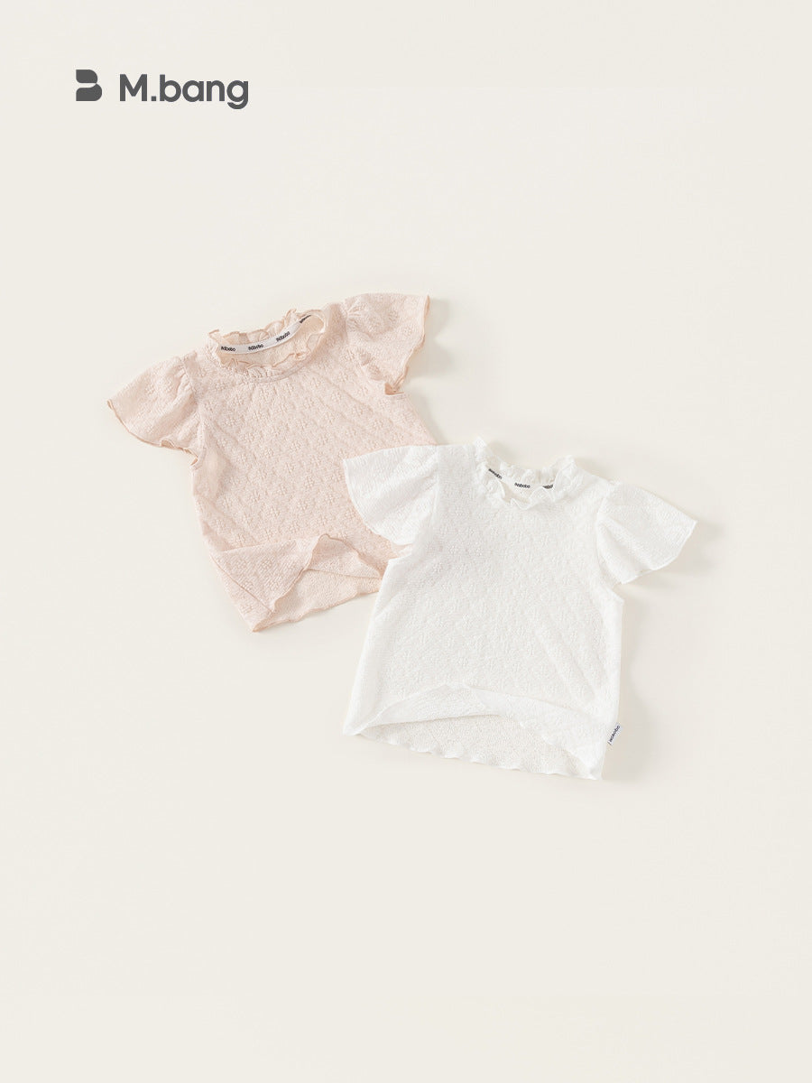 Children's Short-sleeved Summer Dress Western Style Wooden Ear Small Medium Children's T-shirt