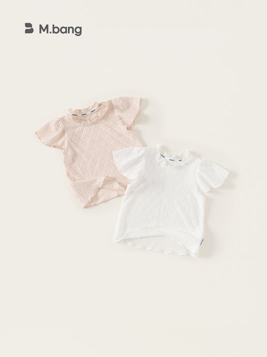 Children's Short-sleeved Summer Dress Western Style Wooden Ear Small Medium Children's T-shirt
