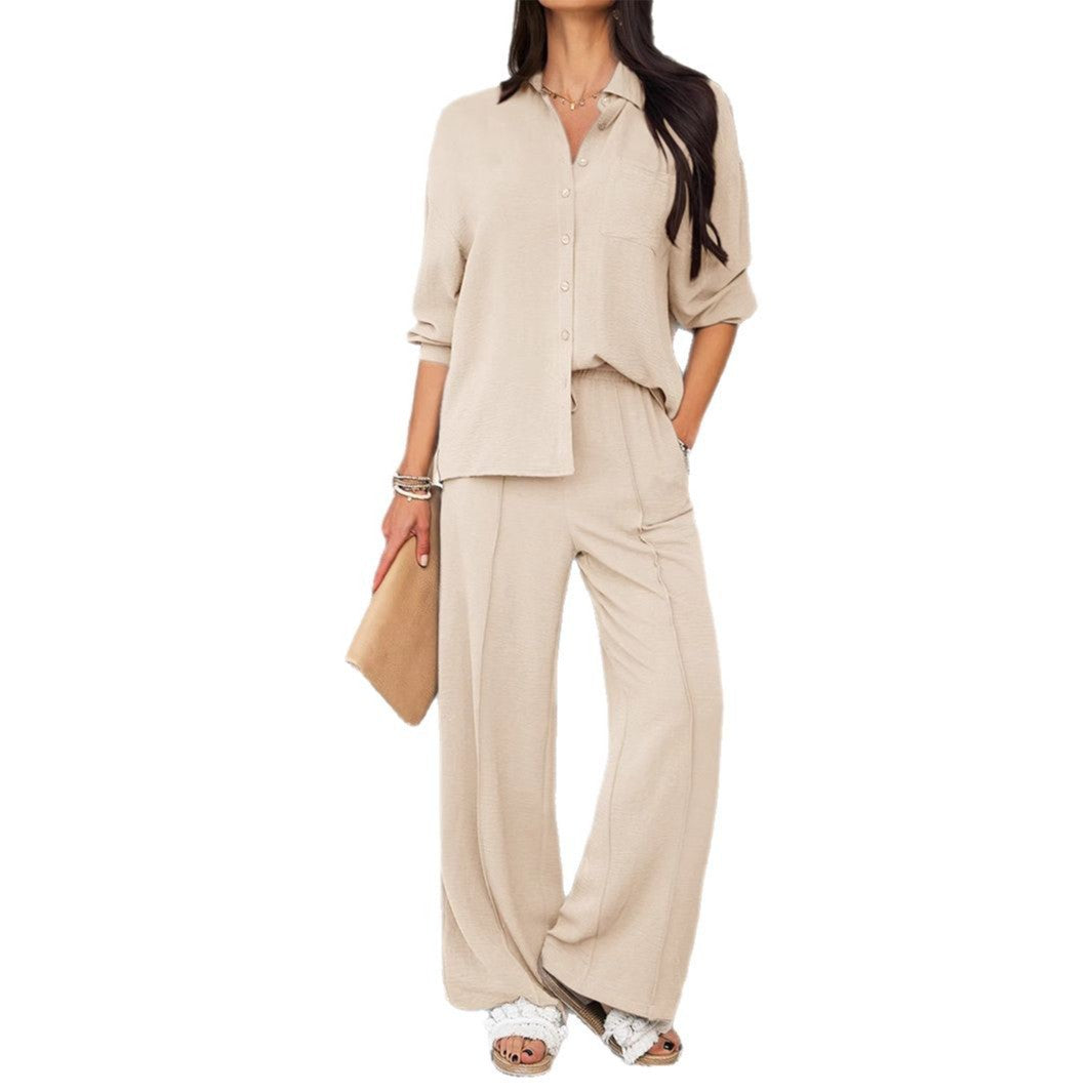 Women's Vacation Leisure Style Solid Color Two-piece Fashion Casual Suit