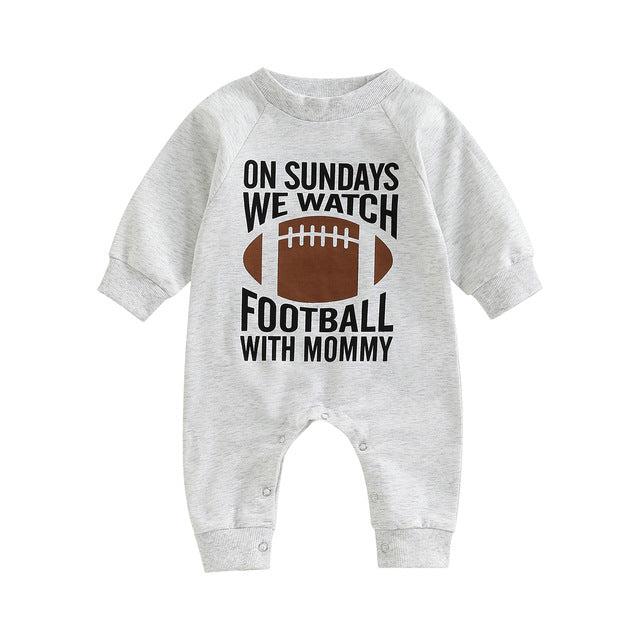 Romper Rugby English Printed Long-sleeved Jumpsuit Born Cotton Jumpsuit, Climbing Suit