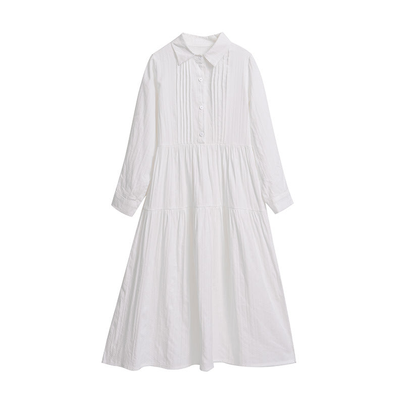 Children's Fashionable Stylish Korean Pleated Blouse Collar Long Children's Dress
