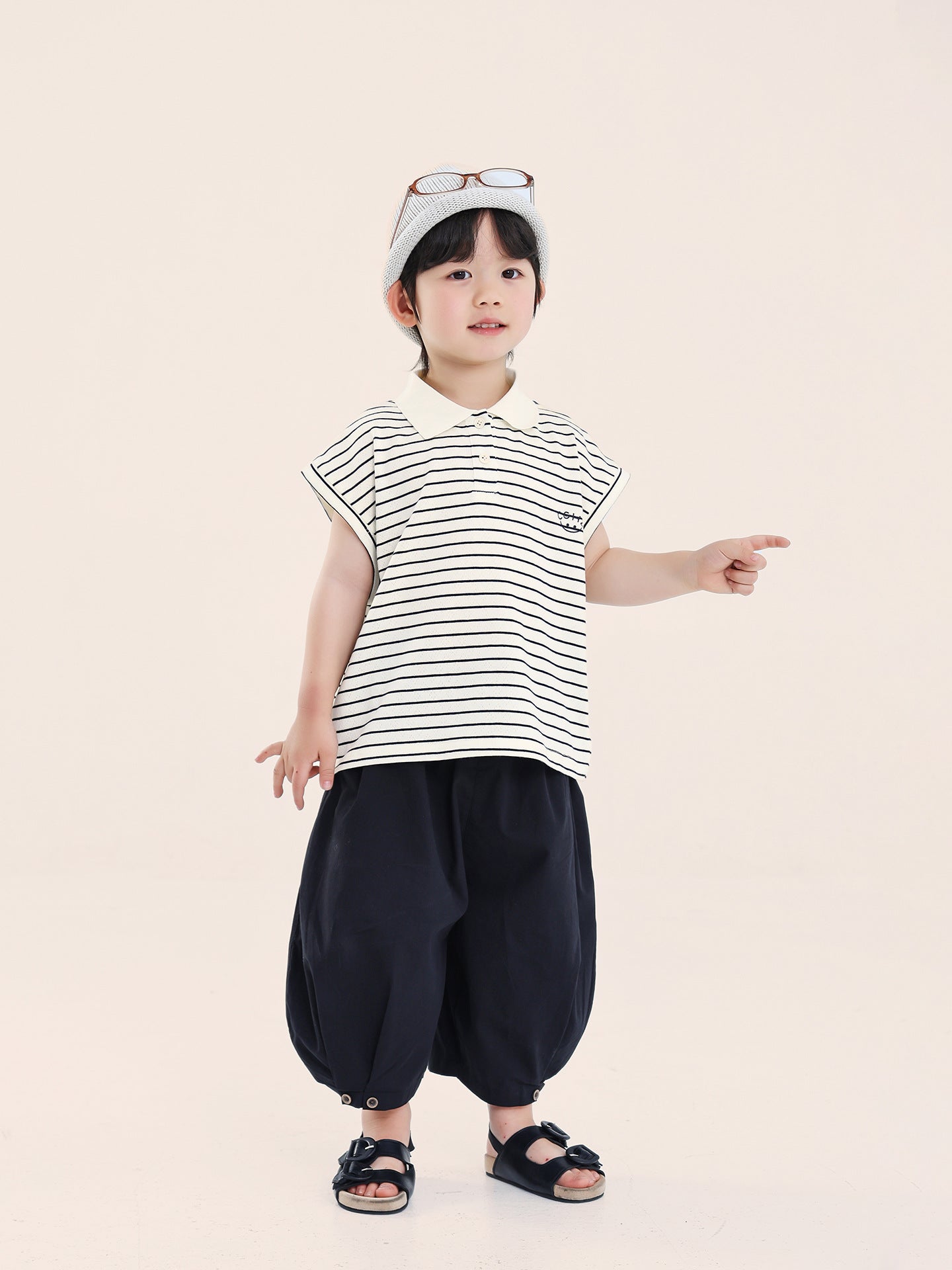 Children's Boy's Short-sleeved Summer Striped Shirt Sleeveless Children's T-shirt