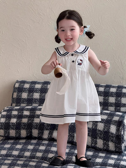 Charming Summer Infant Preppy Style Sleeveless Children's Dress