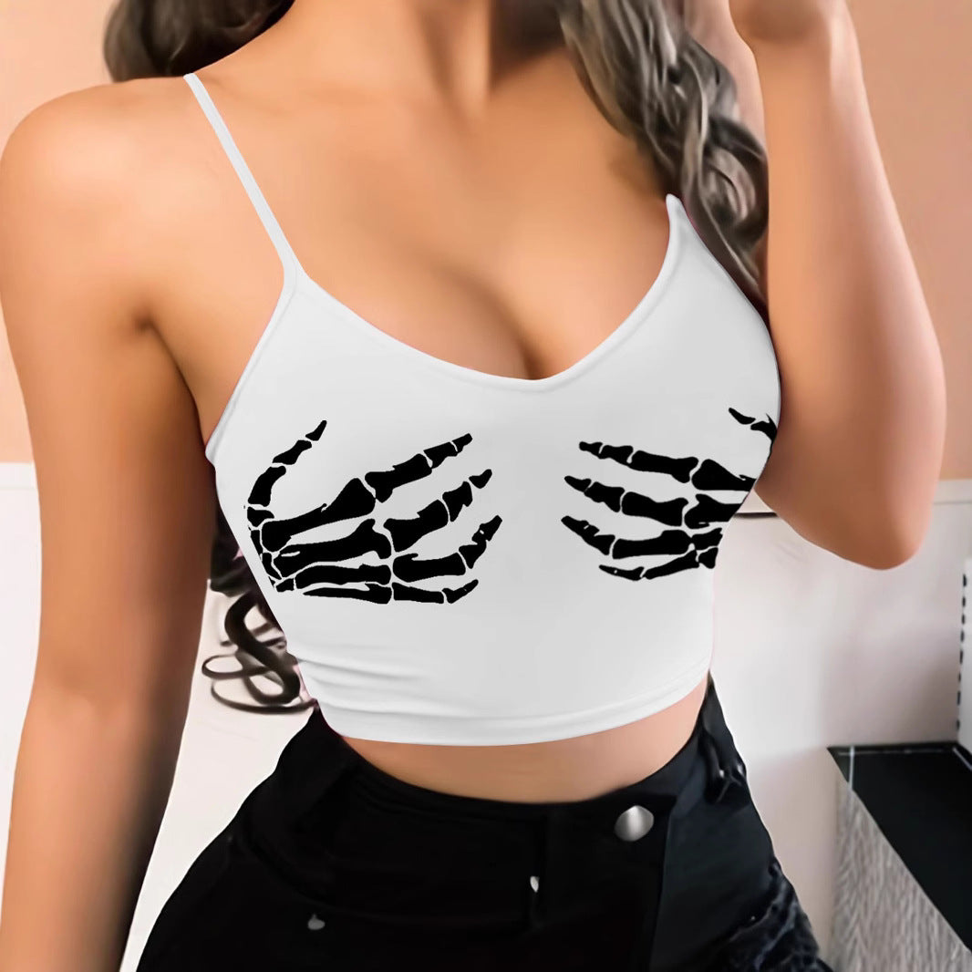Women's Magic Claw Print Bandeau Sling Close-fitting Navel Small Vest/suspenders/tube Top