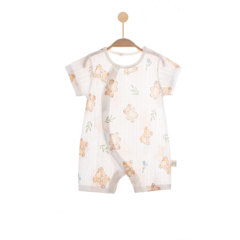 Women's & Men's Short Sleeve Rompers Summer Thin Class Pure Cotton Born Clothes Jumpsuit, Climbing Suit