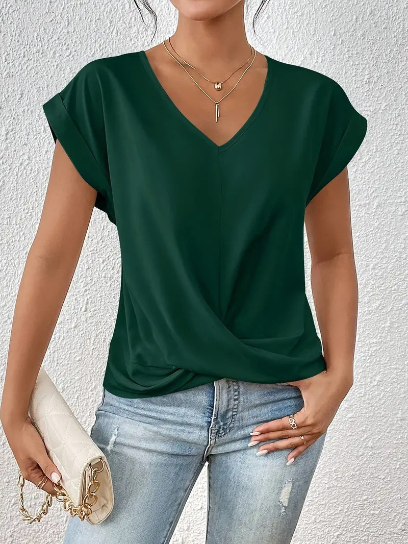 Popular Women's Solid Color Elegant Sleeve Women's T-shirt