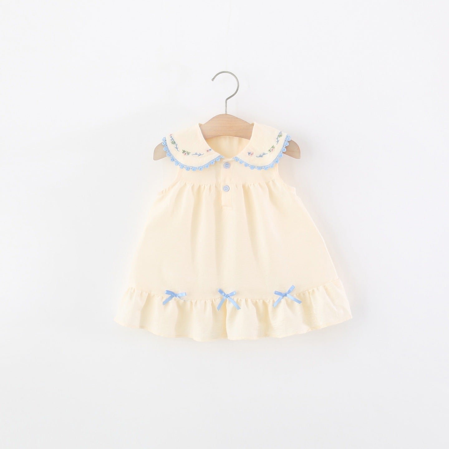 Children's Sleeveless One-piece Summer College Style Doll Collar Single Layer Cotton Children's Dress
