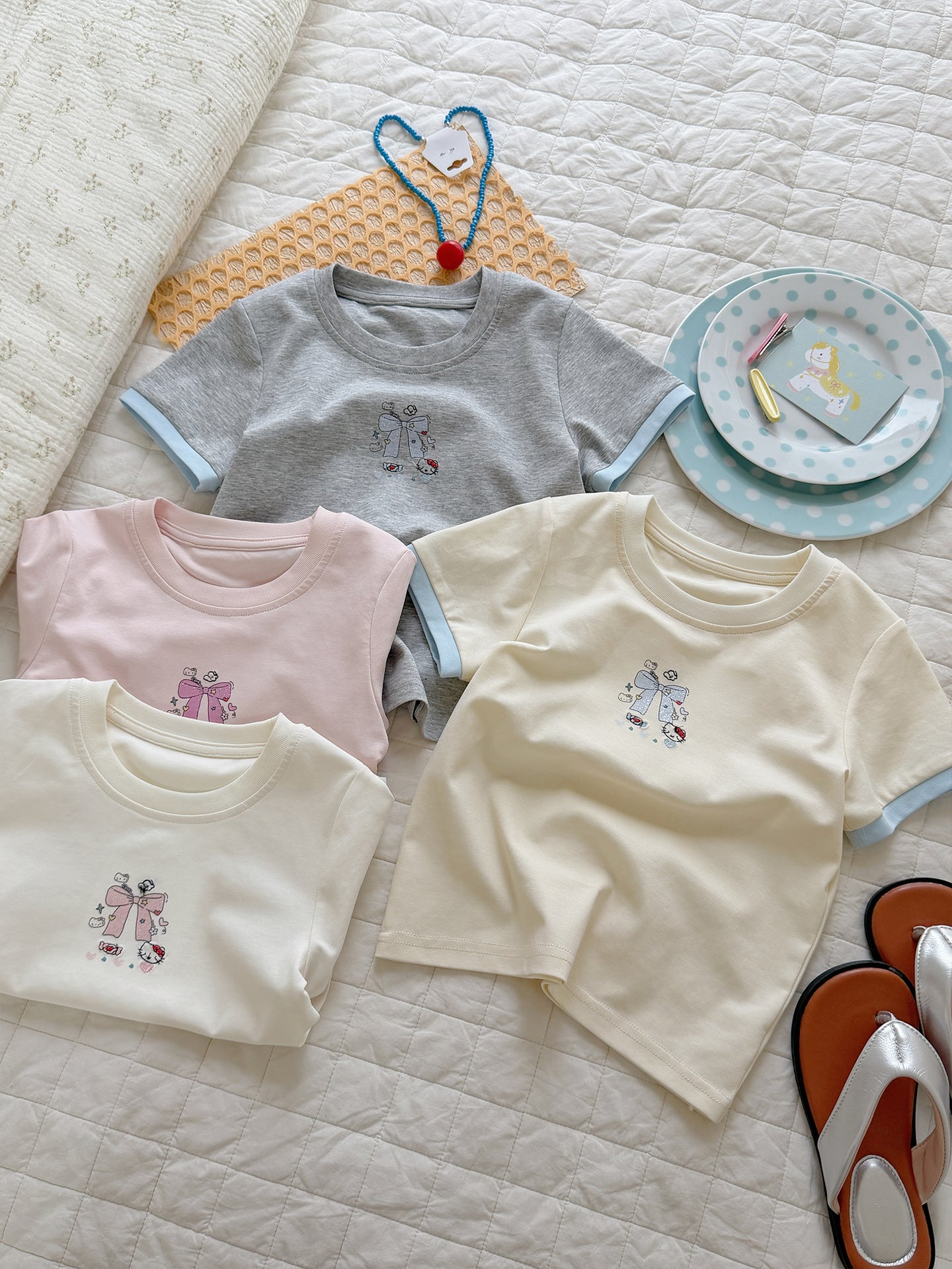 Children's Organic Pure Cotton Trendy Seamless Digital Spray Printing Embroidery Children's T-shirt