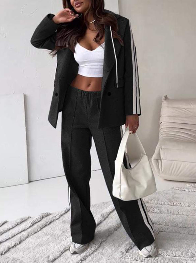 Women's Ribbon Hooded Wide Leg Two-piece For Fashion Casual Suit