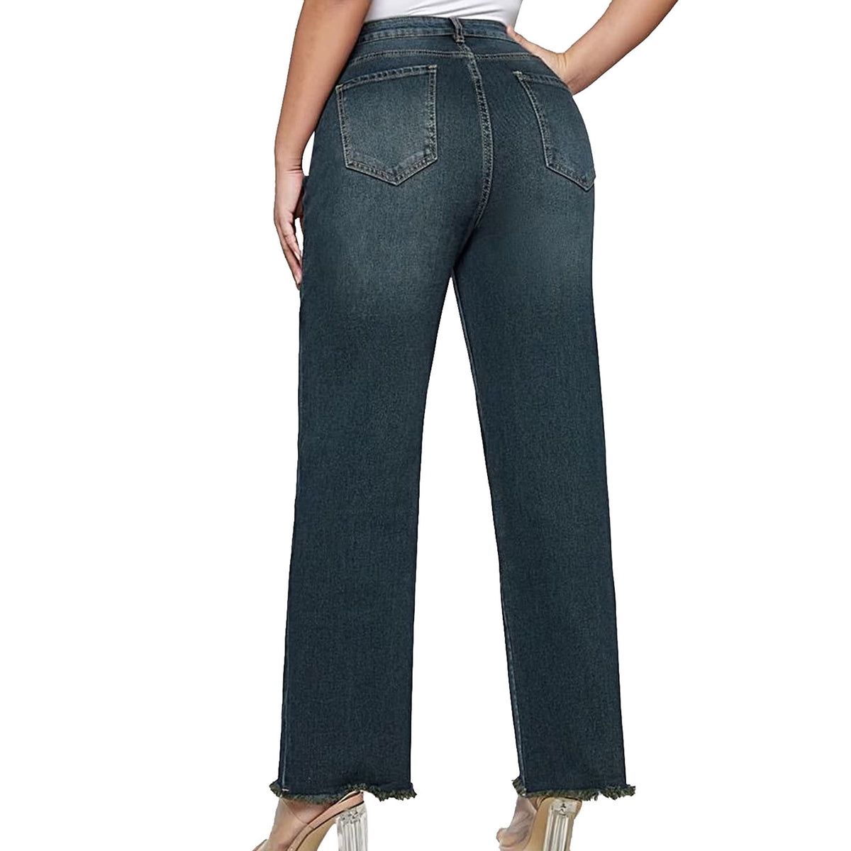 Women's Retro Loose Washed-out Casual Cat Beard Horse Riding Denim Women's Jeans