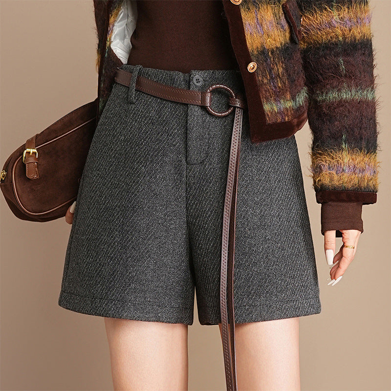 Women's Stylish Woolen High Waist Figure Flattering Casual Pants