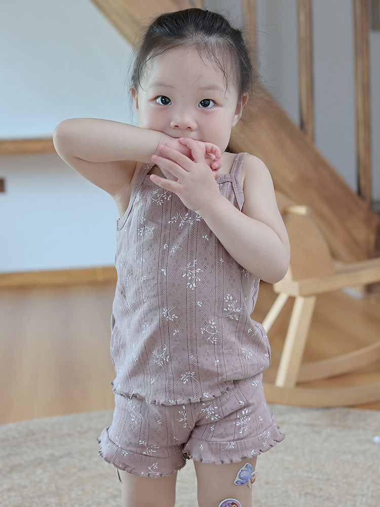 Summer Cotton Class Mori Style Floral Children's Suit
