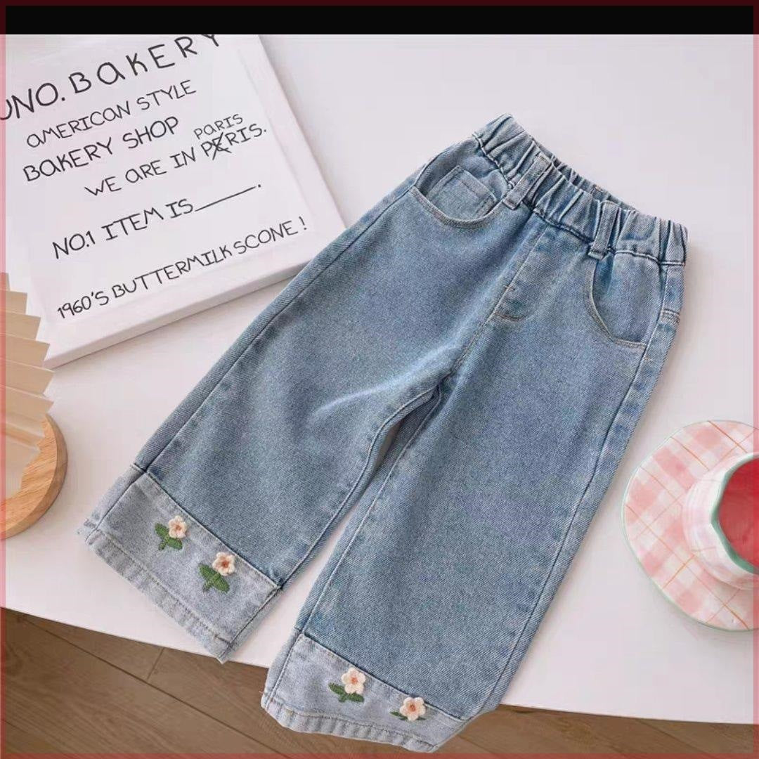 Women's & Children's Korean Style Straight Jeans Fashionable Loose Children's Pants