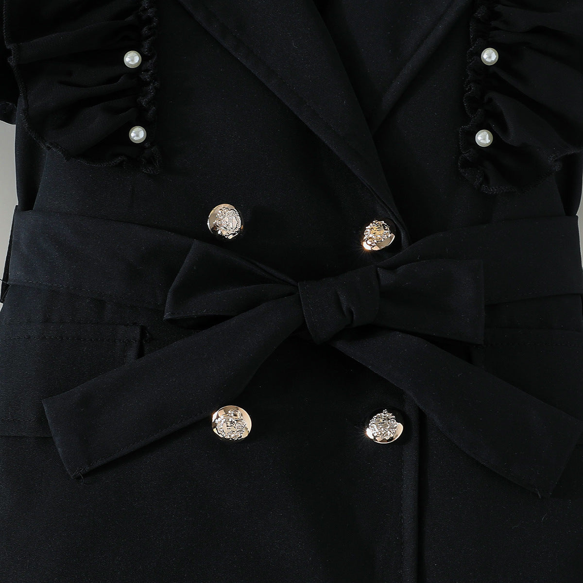 Suit Collar Stringy Seedge Summer Black Children's Dress