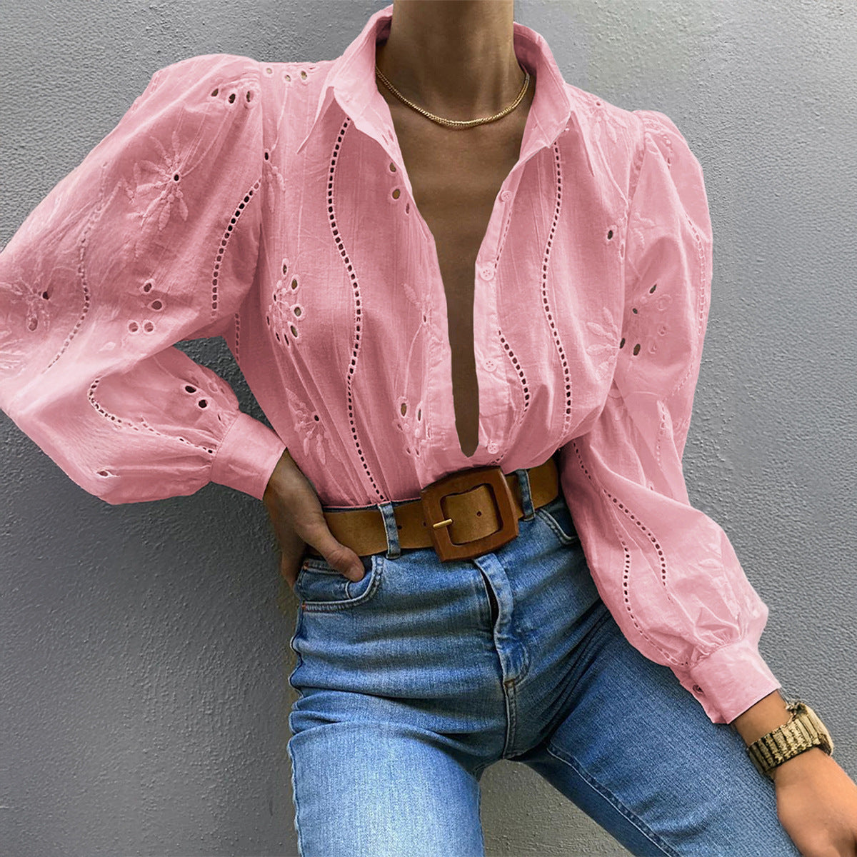 Women's Casual Loose Fashion Puff Sleeve Blouse