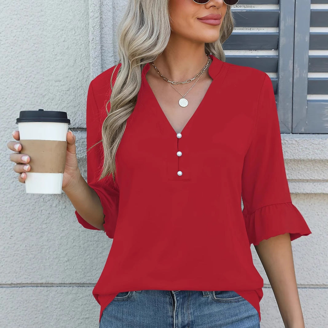 Women's Solid Color Ladies Fashion T-shirt Shirt Tops