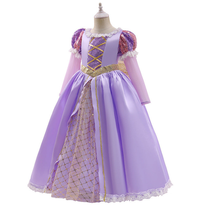 Children's Long Sleeve Frozen Shirt Festival Bow Clothing Hair Children's Dress