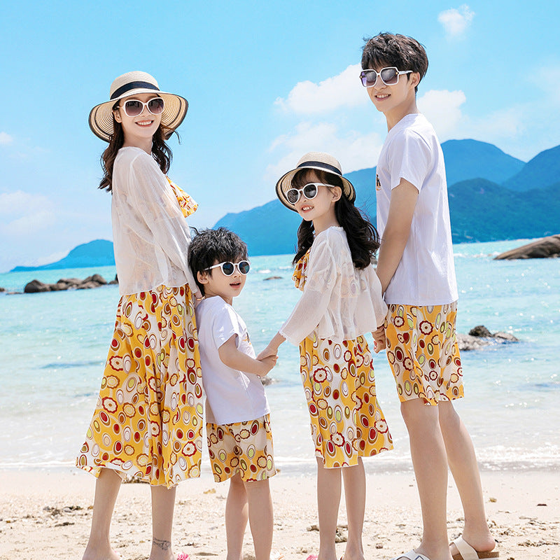 Travel Beach Dress Summer Bohemian Long Skirt Parent-child Outfit