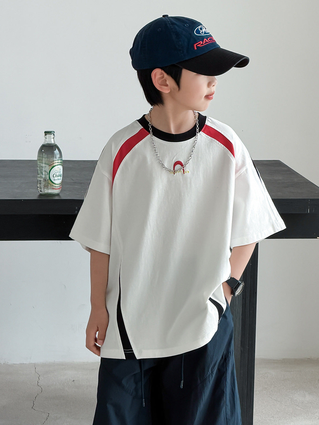 Children's Short-sleeved Summer Loose Top Boys Medium Big Trendy Short Children's T-shirt