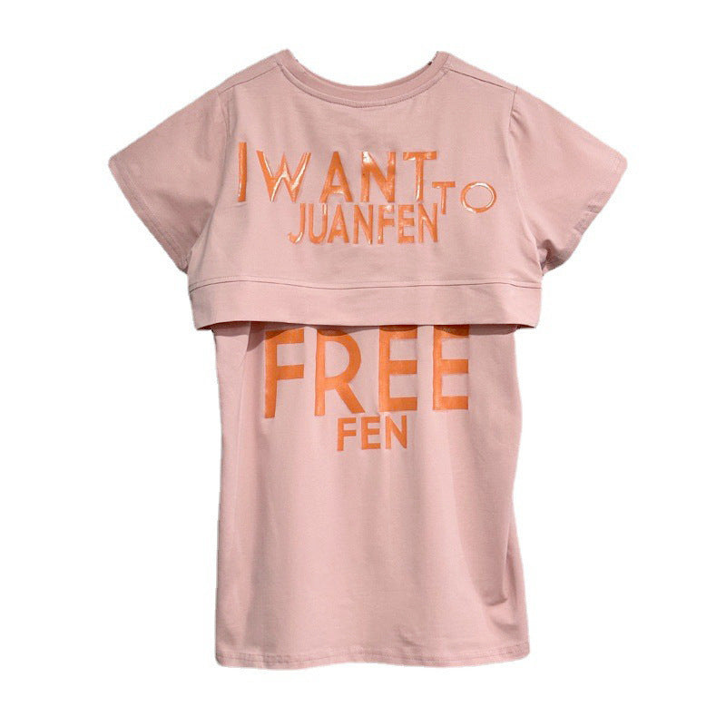 T-shirt Skirt Summer Korean Style Trendy Casual Loose Short Sleeves Children's Dress