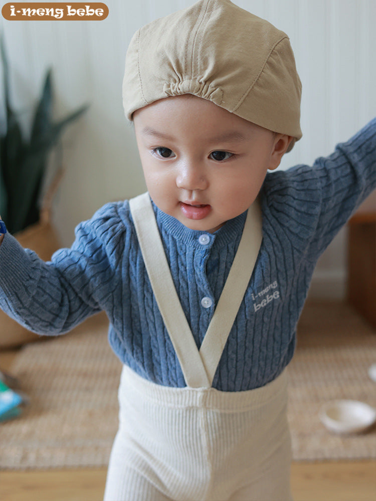 Children's Weightlifting Style Long High Waist Overalls Knitted Children's Pants