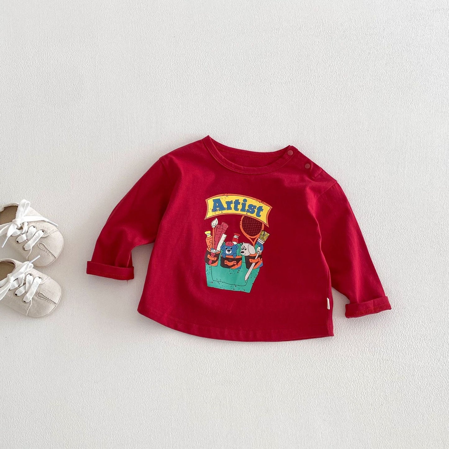 Children's Cartoon Spring Fashion Printed Korean Style Fashionable Children's T-shirt