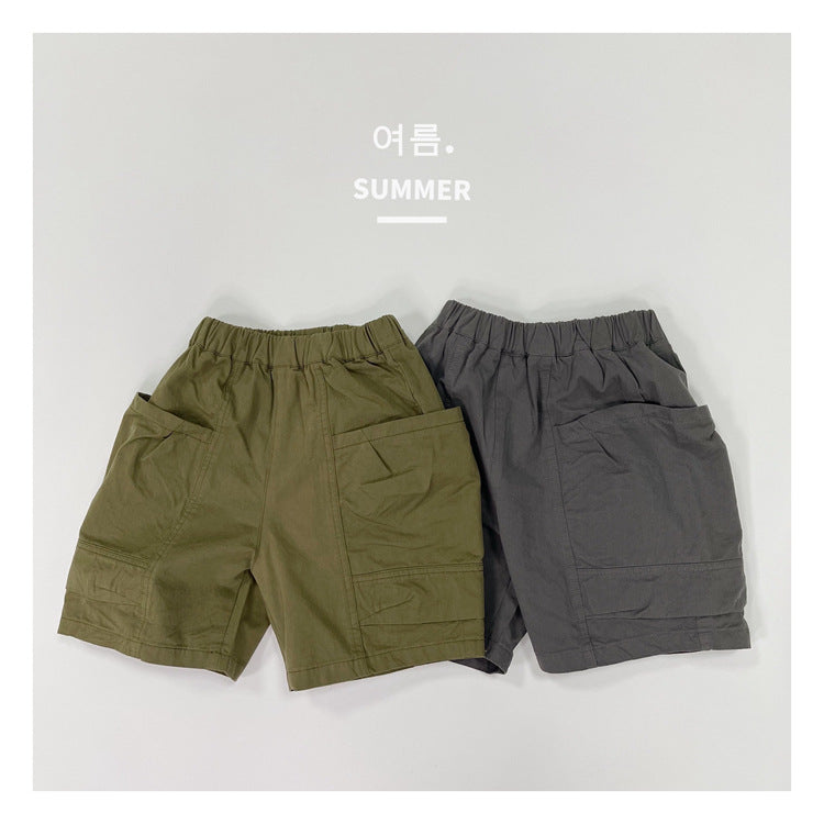 Children's Overalls Summer Middle Boys Casual With Pocket Shorts Fashionable Children's Pants