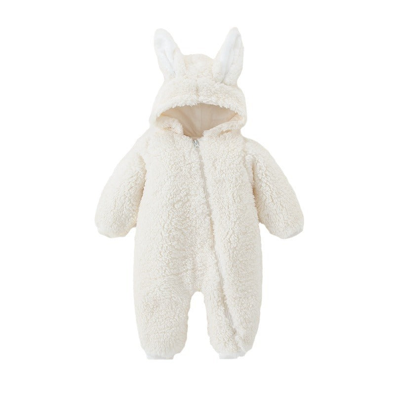 Thickened Warm Rabbit Ears Rompers Born Jumpsuit, Climbing Suit