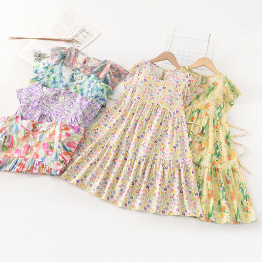 Children's Cotton Silk Home Nightdress Breathable Artificial Children's Dress