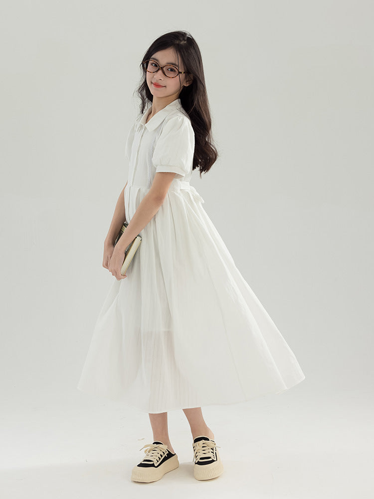 Sweet Organ Pleated Shirt Temperament College Style Children's Dress