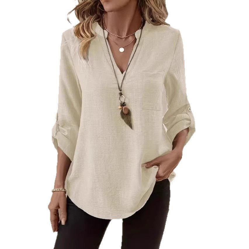 Women's Shirt Loose-fitting Solid Color Loose Plus Size