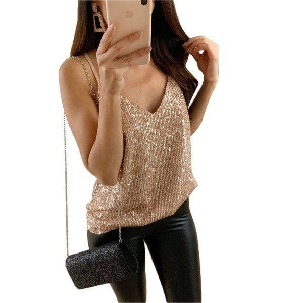 Elegant Stylish Sexy Pearlescent Camisole Casual Small Vest/suspenders/tube Top