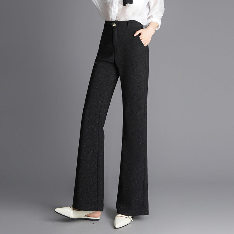 Women's Black Fashion High Waist Slimming Narrow Straight Casual Pants