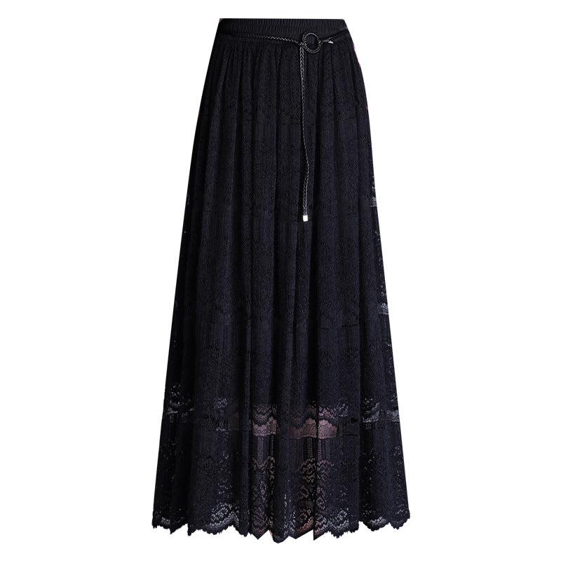Slimming Line Mid-length Elegant Elastic Waist Skirt