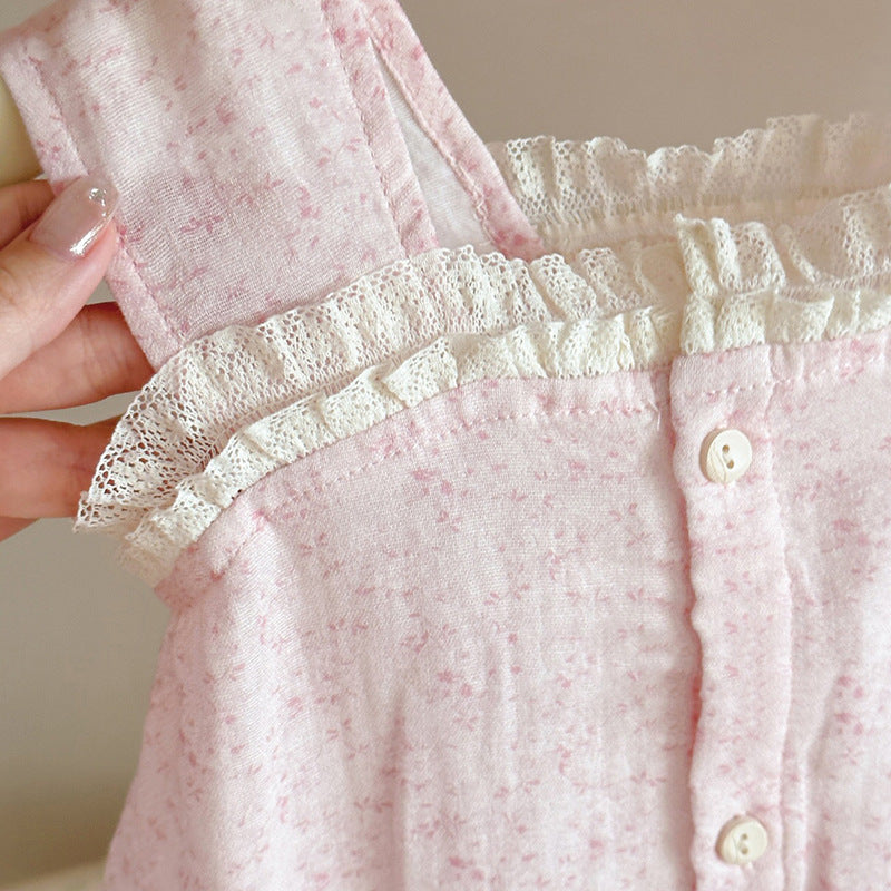 Infant Veil Floral Lace Romper Western Jumpsuit, Climbing Suit
