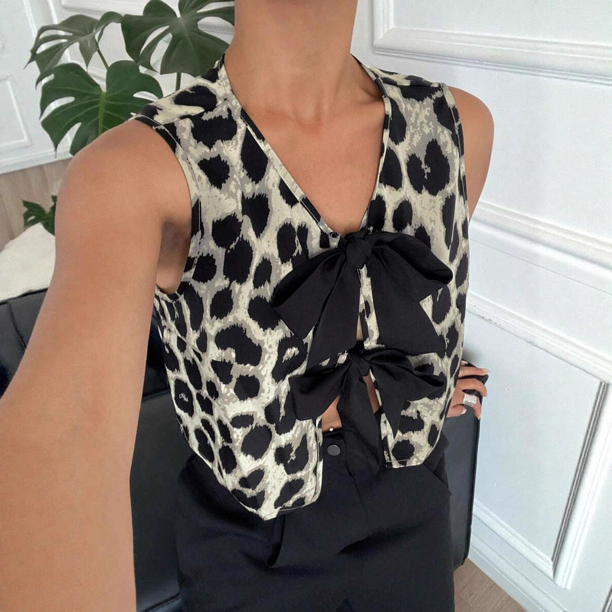 Durable Slouchy Leopard Print Sexy Hot Small Vest/suspenders/tube Top